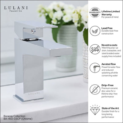 Boracay 1 Handle Single Hole Brass Bathroom Faucet with drain assembly in Chrome finish Boracay 1 Handle Single Hole Brass Bathroom Faucet with drain assembly in Chrome finish
