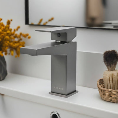 Boracay 1 Handle Single Hole Brass Bathroom Faucet with drain assembly in Gun Metal finish Boracay 1 Handle Single Hole Brass Bathroom Faucet with drain assembly in Gun Metal finish
