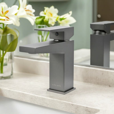Boracay 1 Handle Single Hole Brass Bathroom Faucet with drain assembly in Gun Metal finish Boracay 1 Handle Single Hole Brass Bathroom Faucet with drain assembly in Gun Metal finish