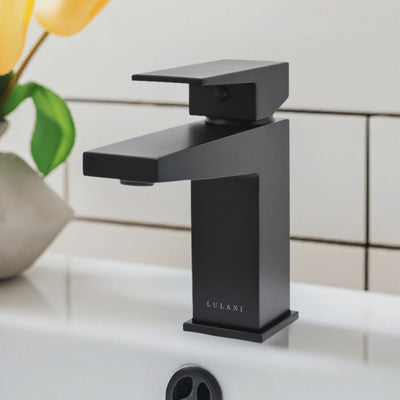 Boracay 1 Handle Single Hole Brass Bathroom Faucet with drain assembly in Matte Black finish Boracay 1 Handle Single Hole Brass Bathroom Faucet with drain assembly in Matte Black finish