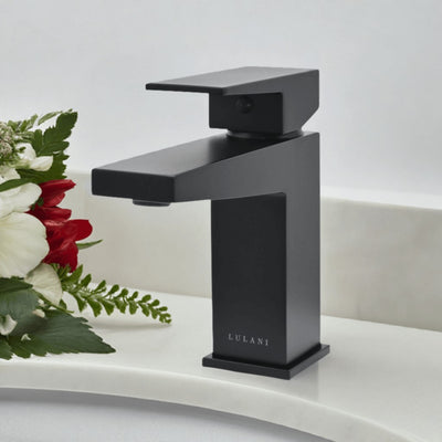 Boracay 1 Handle Single Hole Brass Bathroom Faucet with drain assembly in Matte Black finish Boracay 1 Handle Single Hole Brass Bathroom Faucet with drain assembly in Matte Black finish