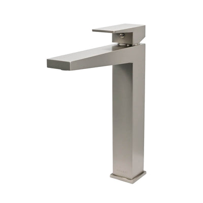 Boracay 1 Handle Vessel Sink Brass Bathroom Faucet with drain assembly in Brushed Nickel finish Boracay 1 Handle Vessel Sink Brass Bathroom Faucet with drain assembly in Brushed Nickel finish