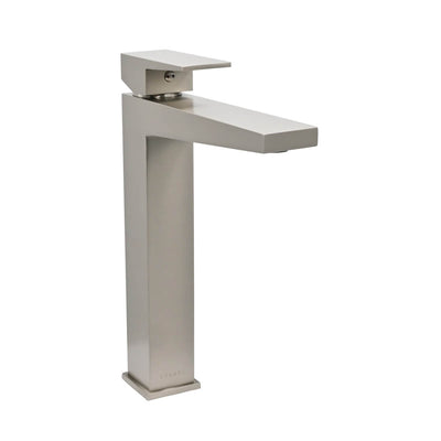 Boracay 1 Handle Vessel Sink Brass Bathroom Faucet with drain assembly in Brushed Nickel finish Boracay 1 Handle Vessel Sink Brass Bathroom Faucet with drain assembly in Brushed Nickel finish
