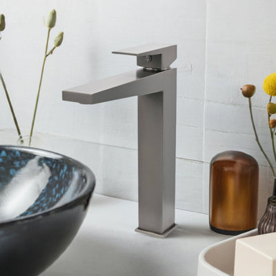 Boracay 1 Handle Vessel Sink Brass Bathroom Faucet with drain assembly in Gun Metal finish Boracay 1 Handle Vessel Sink Brass Bathroom Faucet with drain assembly in Gun Metal finish