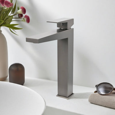 Boracay 1 Handle Vessel Sink Brass Bathroom Faucet with drain assembly in Gun Metal finish Boracay 1 Handle Vessel Sink Brass Bathroom Faucet with drain assembly in Gun Metal finish