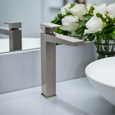 Boracay 1 Handle Vessel Sink Brass Bathroom Faucet with drain assembly in Gun Metal finish Boracay 1 Handle Vessel Sink Brass Bathroom Faucet with drain assembly in Gun Metal finish
