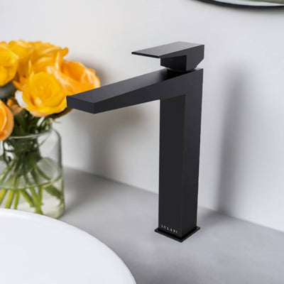 Boracay 1 Handle Vessel Sink Brass Bathroom Faucet with drain assembly in Matte Black finish Boracay 1 Handle Vessel Sink Brass Bathroom Faucet with drain assembly in Matte Black finish