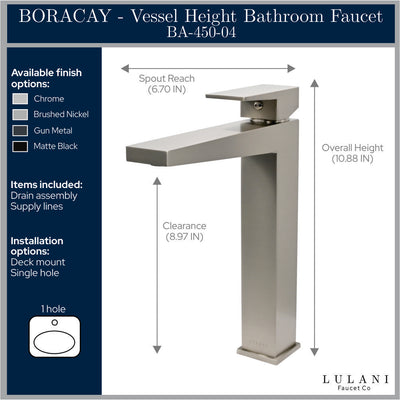 Boracay 1 Handle Vessel Sink Brass Bathroom Faucet with drain assembly in All finish Boracay 1 Handle Vessel Sink Brass Bathroom Faucet with drain assembly in All finish