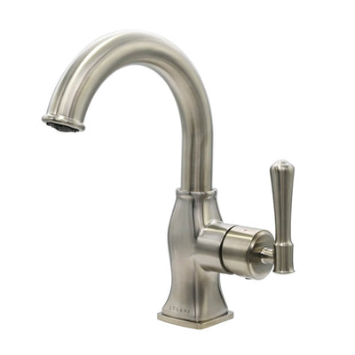 Aurora 1 Handle Single Hole Brass Bathroom Faucet with drain assembly in Brushed Nickel finish Aurora 1 Handle Single Hole Brass Bathroom Faucet with drain assembly in Brushed Nickel finish
