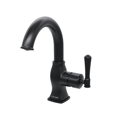 Aurora 1 Handle Single Hole Brass Bathroom Faucet with drain assembly in Matte Black finish Aurora 1 Handle Single Hole Brass Bathroom Faucet with drain assembly in Matte Black finish
