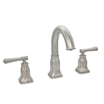 Aurora 2 Handle Widespread Brass Bathroom Faucet with drain assembly in Brushed Nickel finish Aurora 2 Handle Widespread Brass Bathroom Faucet with drain assembly in Brushed Nickel finish