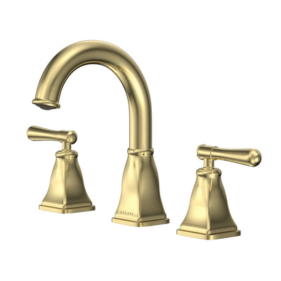 Open Box - Aurora, Widespread Bathroom Faucet with Drain Assembly in Champagne Gold finish Open Box - Aurora, Widespread Bathroom Faucet with Drain Assembly in Champagne Gold finish