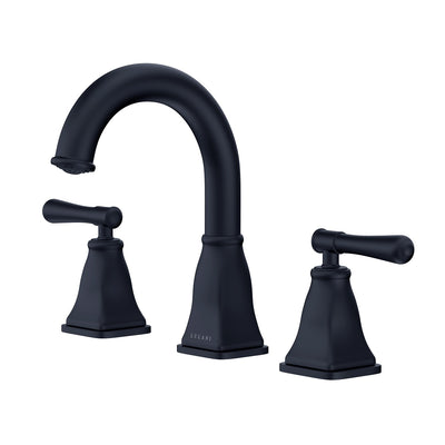 Open Box - Aurora, Widespread Bathroom Faucet with Drain Assembly in Matte Black finish Open Box - Aurora, Widespread Bathroom Faucet with Drain Assembly in Matte Black finish