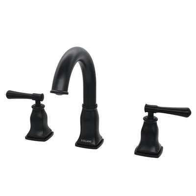 Aurora 2 Handle Widespread Brass Bathroom Faucet with drain assembly in Matte Black finish Aurora 2 Handle Widespread Brass Bathroom Faucet with drain assembly in Matte Black finish