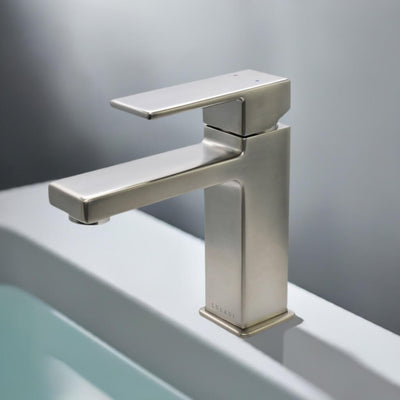 Capri 1 Handle Single Hole Brass Bathroom Faucet with drain assembly in Brushed Nickel finish Capri 1 Handle Single Hole Brass Bathroom Faucet with drain assembly in Brushed Nickel finish