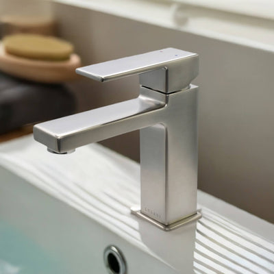 Capri 1 Handle Single Hole Brass Bathroom Faucet with drain assembly in Brushed Nickel finish Capri 1 Handle Single Hole Brass Bathroom Faucet with drain assembly in Brushed Nickel finish