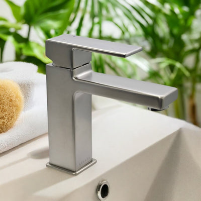 Capri 1 Handle Single Hole Brass Bathroom Faucet with drain assembly in Brushed Nickel finish Capri 1 Handle Single Hole Brass Bathroom Faucet with drain assembly in Brushed Nickel finish