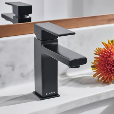 Capri 1 Handle Single Hole Brass Bathroom Faucet with drain assembly in Matte Black finish Capri 1 Handle Single Hole Brass Bathroom Faucet with drain assembly in Matte Black finish