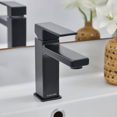 Capri 1 Handle Single Hole Brass Bathroom Faucet with drain assembly in Matte Black finish Capri 1 Handle Single Hole Brass Bathroom Faucet with drain assembly in Matte Black finish