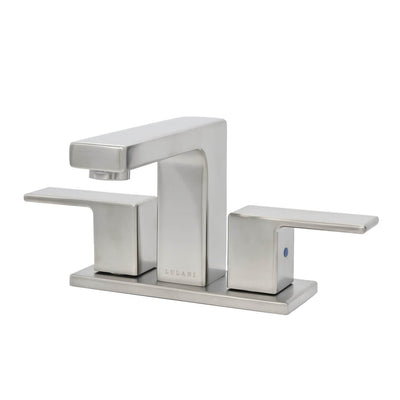 Capri 2 Handle 3 Hole Centerset Brass Bathroom Faucet with drain assembly in Brushed Nickel finish Capri 2 Handle 3 Hole Centerset Brass Bathroom Faucet with drain assembly in Brushed Nickel finish