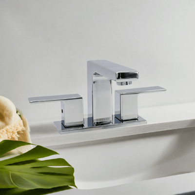 Capri 2 Handle 3 Hole Centerset Brass Bathroom Faucet with drain assembly in Chrome finish Capri 2 Handle 3 Hole Centerset Brass Bathroom Faucet with drain assembly in Chrome finish