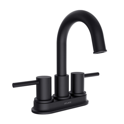 Open Box - St. Lucia, Centerset Bathroom Faucet with Drain Assembly in Matte Black finish Open Box - St. Lucia, Centerset Bathroom Faucet with Drain Assembly in Matte Black finish