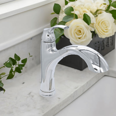 Maldives 1 Handle Pull-Out Swivel Kitchen Faucet in Chrome finish Maldives 1 Handle Pull-Out Swivel Kitchen Faucet in Chrome finish