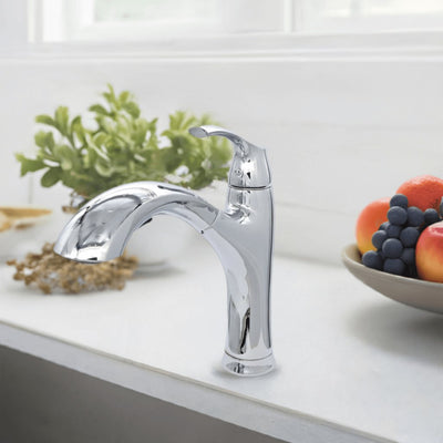 Maldives 1 Handle Pull-Out Swivel Kitchen Faucet in Chrome finish Maldives 1 Handle Pull-Out Swivel Kitchen Faucet in Chrome finish