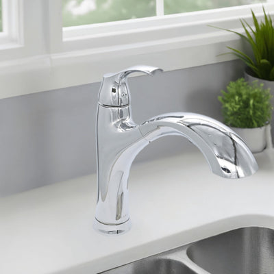 Maldives 1 Handle Pull-Out Swivel Kitchen Faucet in Chrome finish Maldives 1 Handle Pull-Out Swivel Kitchen Faucet in Chrome finish