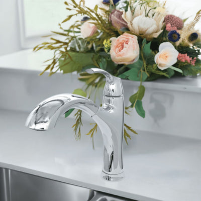 Maldives 1 Handle Pull-Out Swivel Kitchen Faucet in Chrome finish Maldives 1 Handle Pull-Out Swivel Kitchen Faucet in Chrome finish