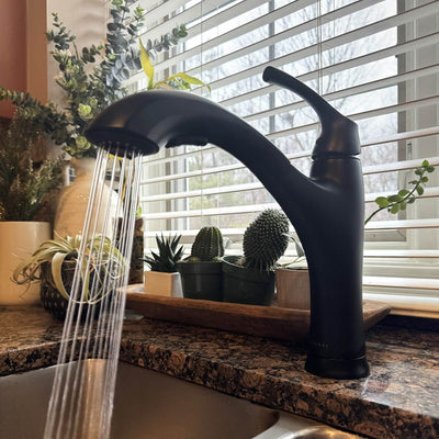 Maldives 1 Handle Pull-Out Swivel Kitchen Faucet in Matte Black finish Maldives 1 Handle Pull-Out Swivel Kitchen Faucet in Matte Black finish