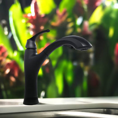 Maldives 1 Handle Pull-Out Swivel Kitchen Faucet in Matte Black finish Maldives 1 Handle Pull-Out Swivel Kitchen Faucet in Matte Black finish