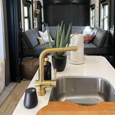 Nassau Stainless Steel 1 Handle Pull-Out Swivel Kitchen Faucet with PVD Finish Includes Baseplate in Brushed Gold finish Nassau Stainless Steel 1 Handle Pull-Out Swivel Kitchen Faucet with PVD Finish Includes Baseplate in Brushed Gold finish