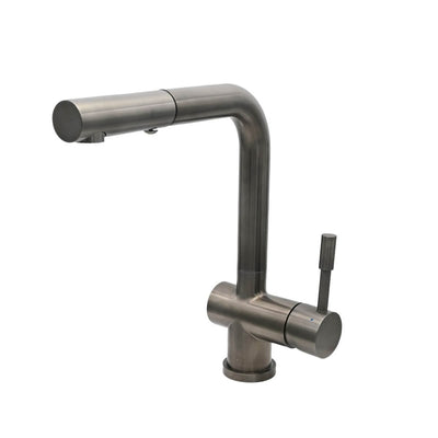 Nassau Stainless Steel 1 Handle Pull-Out Swivel Kitchen Faucet with PVD Finish Includes Baseplate in Gun Metal finish Nassau Stainless Steel 1 Handle Pull-Out Swivel Kitchen Faucet with PVD Finish Includes Baseplate in Gun Metal finish