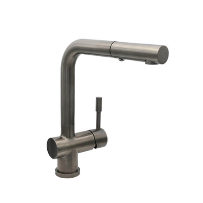 Nassau Stainless Steel 1 Handle Pull-Out Swivel Kitchen Faucet with PVD Finish Includes Baseplate in Gun Metal finish Nassau Stainless Steel 1 Handle Pull-Out Swivel Kitchen Faucet with PVD Finish Includes Baseplate in Gun Metal finish