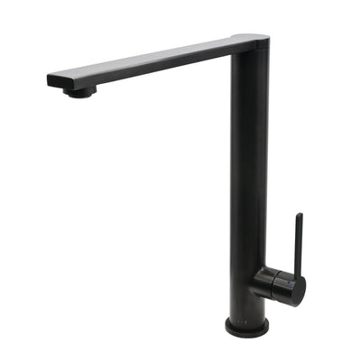 Cebu Stainless Steel 1 Handle Swivel Kitchen Faucet with Baseplate in Steel Black finish Cebu Stainless Steel 1 Handle Swivel Kitchen Faucet with Baseplate in Steel Black finish