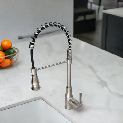 Bora Bora 1 Handle Pull-Down Swivel Kitchen Faucet with Baseplate in Brushed Nickel finish Bora Bora 1 Handle Pull-Down Swivel Kitchen Faucet with Baseplate in Brushed Nickel finish