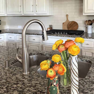 Kauai 1 Handle Swivel Pull-Down Kitchen Faucet Includes Baseplate in Brushed Nickel finish Kauai 1 Handle Swivel Pull-Down Kitchen Faucet Includes Baseplate in Brushed Nickel finish