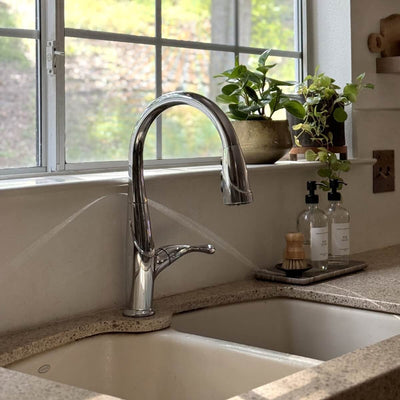 Kauai 1 Handle Swivel Pull-Down Kitchen Faucet Includes Baseplate in Chrome finish Kauai 1 Handle Swivel Pull-Down Kitchen Faucet Includes Baseplate in Chrome finish