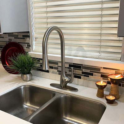 Yasawa Stainless Steel 1 Handle Pull-Down Swivel Kitchen Faucet Includes Baseplate in Brushed Stainless finish Yasawa Stainless Steel 1 Handle Pull-Down Swivel Kitchen Faucet Includes Baseplate in Brushed Stainless finish