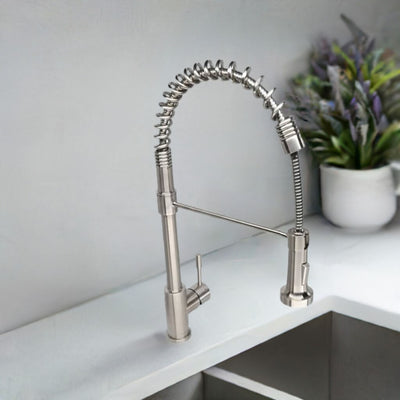 Soneva Stainless Steel 1 Handle Swivel Kitchen Faucet Includes Baseplate in Brushed Stainless finish Soneva Stainless Steel 1 Handle Swivel Kitchen Faucet Includes Baseplate in Brushed Stainless finish