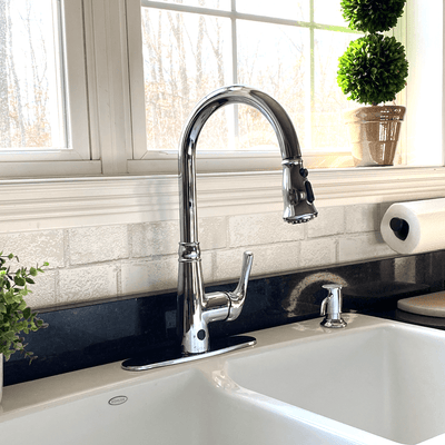 Moorea Dual Sensor 1 handle Pull-Down Kitchen Faucet Includes Baseplate in Chrome finish Moorea Dual Sensor 1 handle Pull-Down Kitchen Faucet Includes Baseplate in Chrome finish