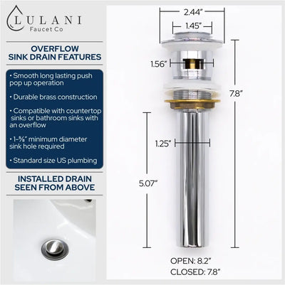 Santorini - Single Hole Stainless Steel Bathroom Faucet with drain assembly in Santorini - Single Hole Stainless Steel Bathroom Faucet with drain assembly finish Santorini - Single Hole Stainless Steel Bathroom Faucet with drain assembly in Santorini - Single Hole Stainless Steel Bathroom Faucet with drain assembly finish