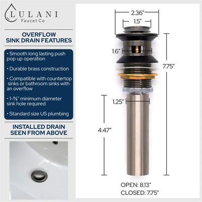 Aruba Stainless Steel 1 Handle Bathroom Faucet with drain assembly in Gun Metal finish Aruba Stainless Steel 1 Handle Bathroom Faucet with drain assembly in Gun Metal finish