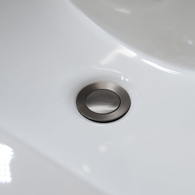 Bathroom sink pop-up drain without overflow in Gun Metal finish Bathroom sink pop-up drain without overflow in Gun Metal finish