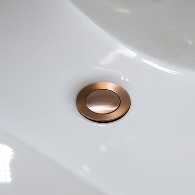 Bathroom sink pop-up drain without overflow in Rose Gold finish Bathroom sink pop-up drain without overflow in Rose Gold finish