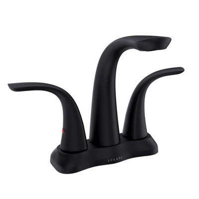 Open Box - Kauai, Centerset Bathroom Faucet with Drain Assembly in Matte Black finish Open Box - Kauai, Centerset Bathroom Faucet with Drain Assembly in Matte Black finish