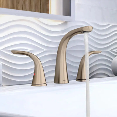 Kauai 2 Handle Widespread Brass Bathroom Faucet with Drain Assembly in Brushed Nickel finish Kauai 2 Handle Widespread Brass Bathroom Faucet with Drain Assembly in Brushed Nickel finish