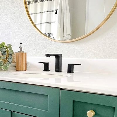 Corsica 2 Handle Widespread Brass Bathroom Faucet with drain assembly in Matte Black finish Corsica 2 Handle Widespread Brass Bathroom Faucet with drain assembly in Matte Black finish