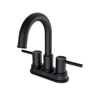 St. Lucia 2 Handle Centerset Brass Bathroom Faucet with drain assembly in Matte Black finish St. Lucia 2 Handle Centerset Brass Bathroom Faucet with drain assembly in Matte Black finish